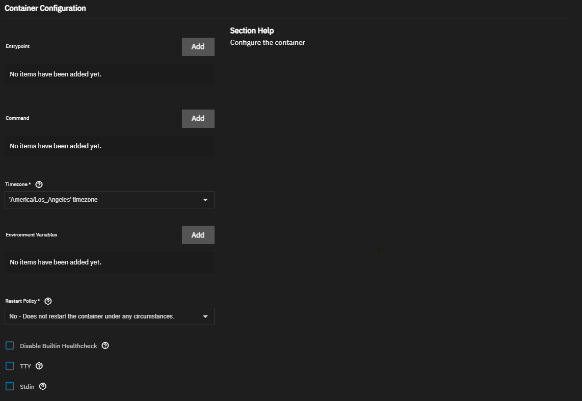 Container Configuration